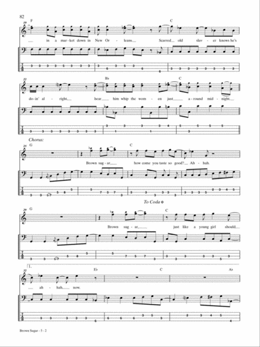 Brown Sugar Brown Sugar Bass Guitar Tablature scores gallery preview page 2
