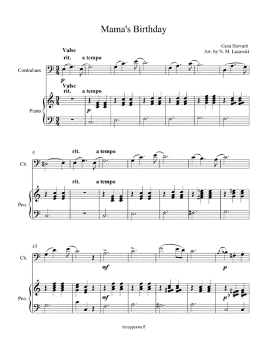 Mama's Birthday Double Bass scores gallery preview page 1