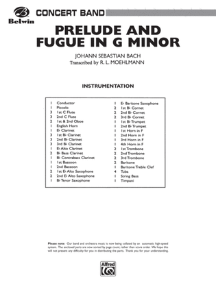 Book cover for Prelude and Fugue in G Minor: Score