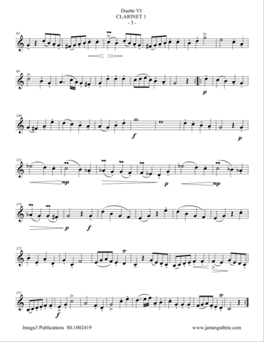 Stamitz: Duet Op. 27 No. 6 for Clarinet Duo Clarinet Duet scores gallery preview page 6