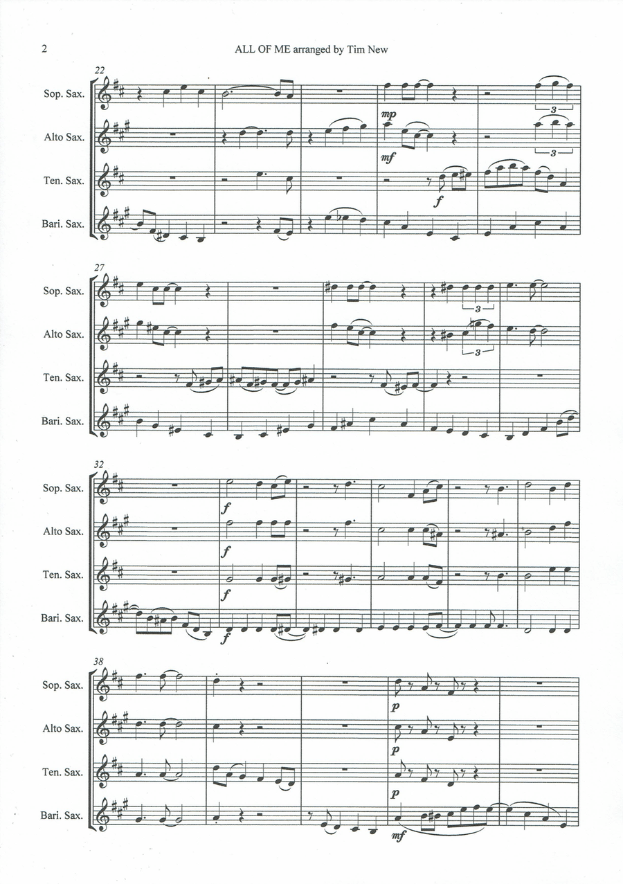All Of Me Woodwind Quartet scores gallery preview page 2