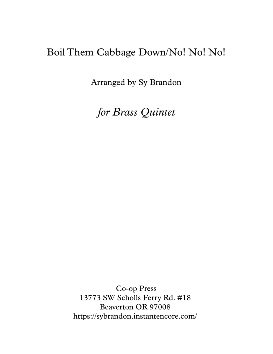 Boil Them Cabbage Down/ No! No! No! School and Community scores gallery preview page 1