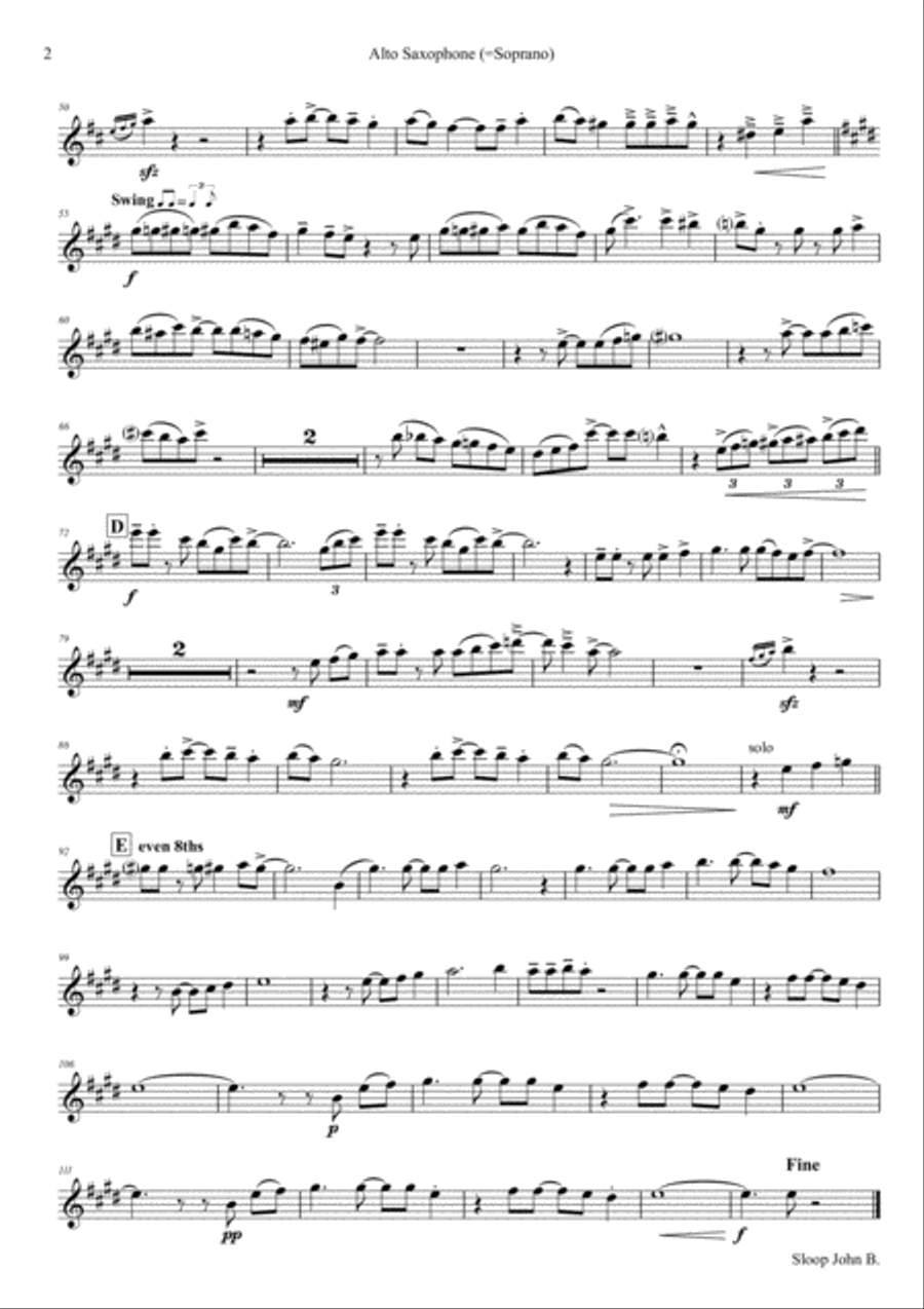 Sloop John B. - Caribian Folk Song - Saxophone Quartet Saxophone Quartet scores gallery preview page 6