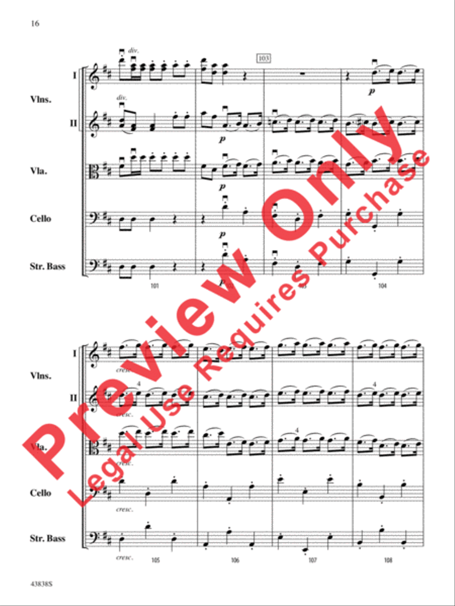 Royal Fireworks Overture String Orchestra scores gallery preview page 17