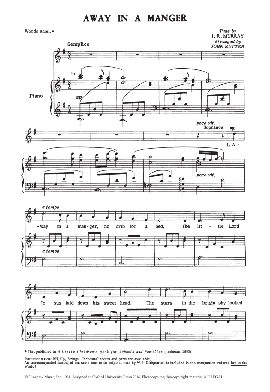 Away in a manger 4-Part scores gallery preview page 1