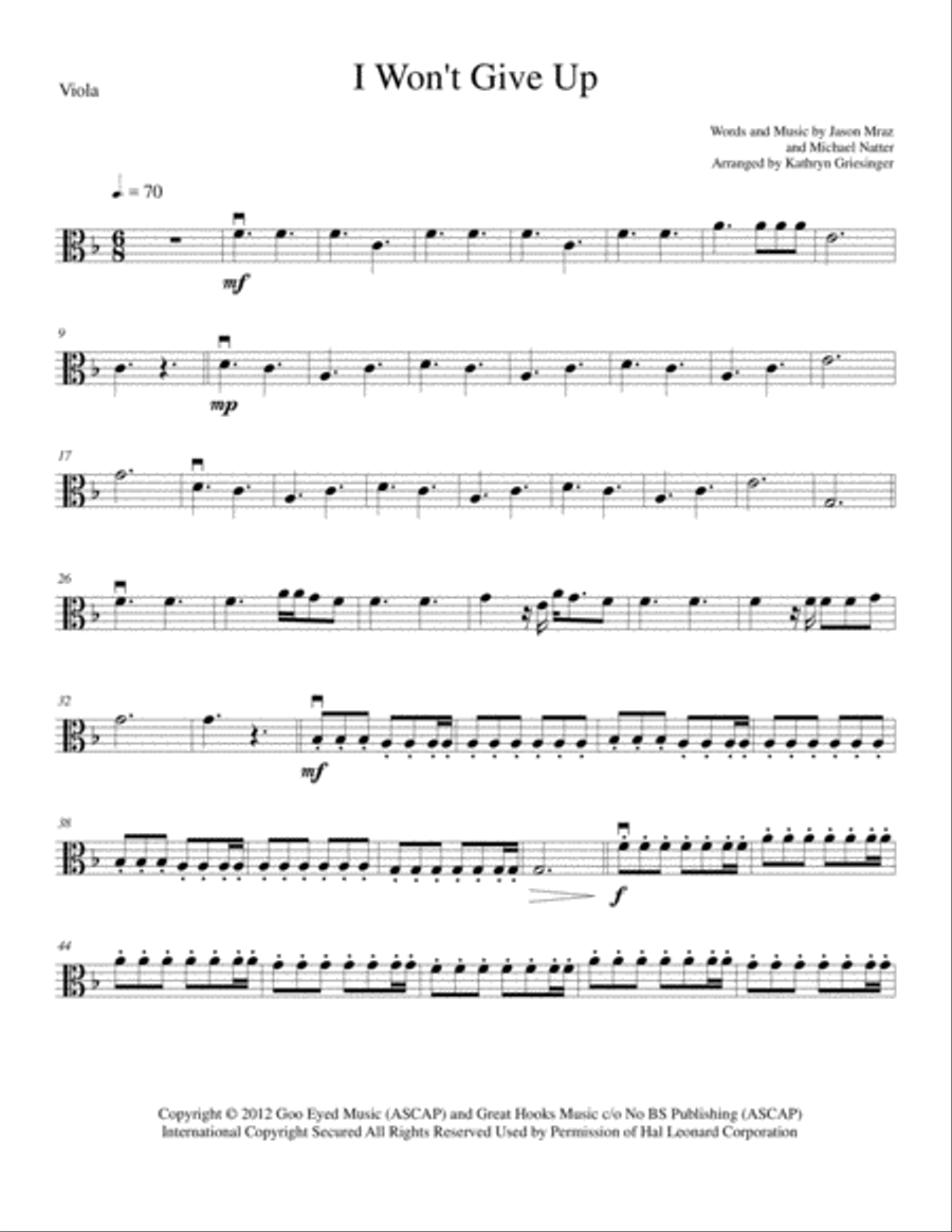 I Won't Give Up String Quartet scores gallery preview page 5