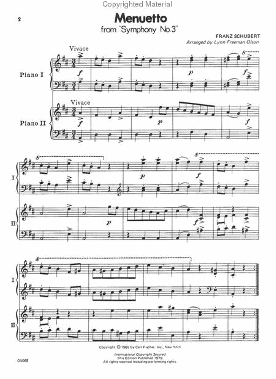 Menuetto From Symphony No. 3 Piano Duet scores gallery preview page 2