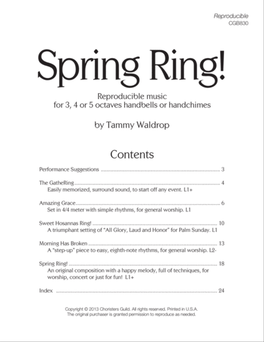 Spring Ring! (3-5 octaves) (Reproducible music for handbells or handchimes 5-Octaves scores gallery preview page 2