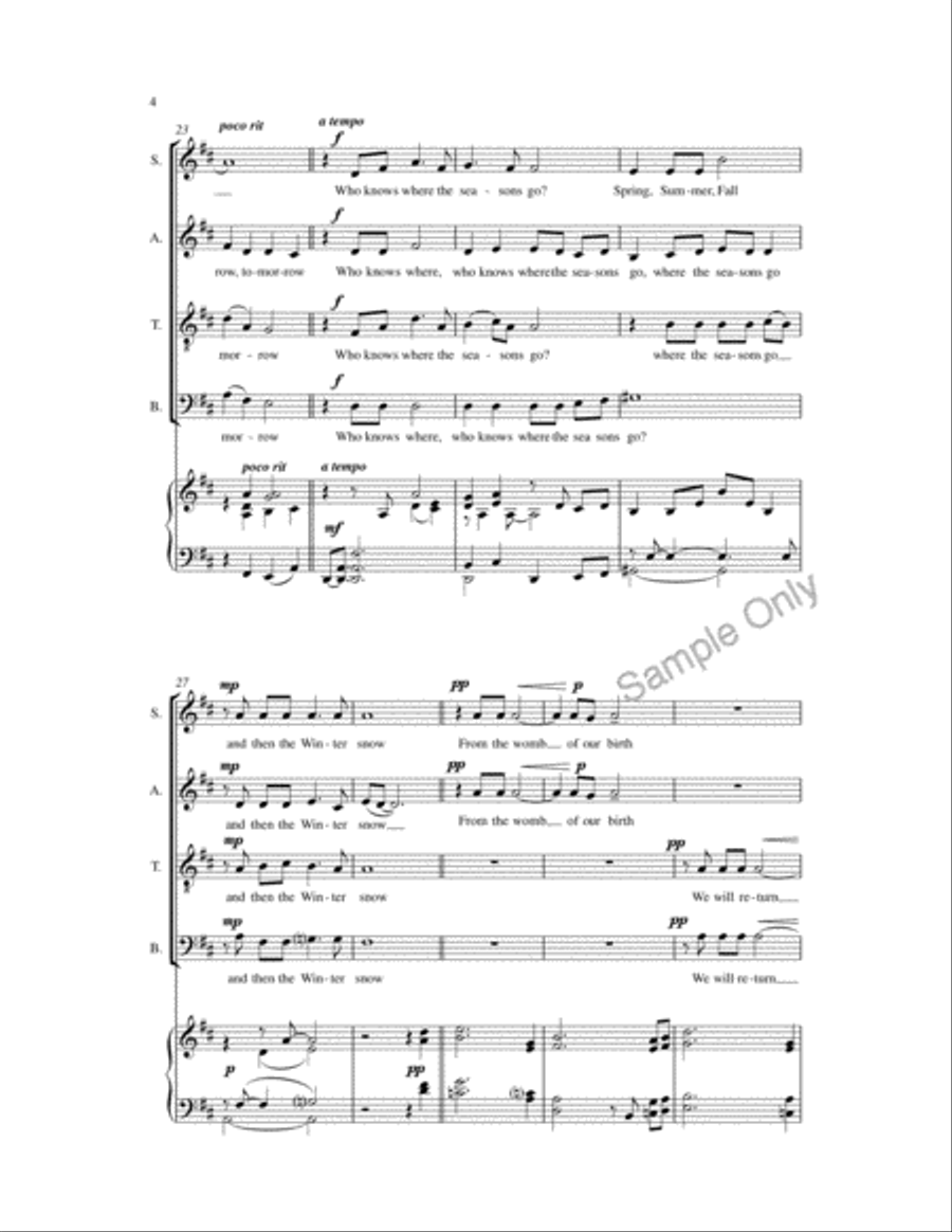 Who Knows Where The Seasons Go 4-Part scores gallery preview page 4