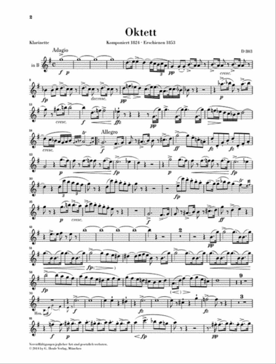 Octet in F Major D 803 Set of Parts scores gallery preview page 6