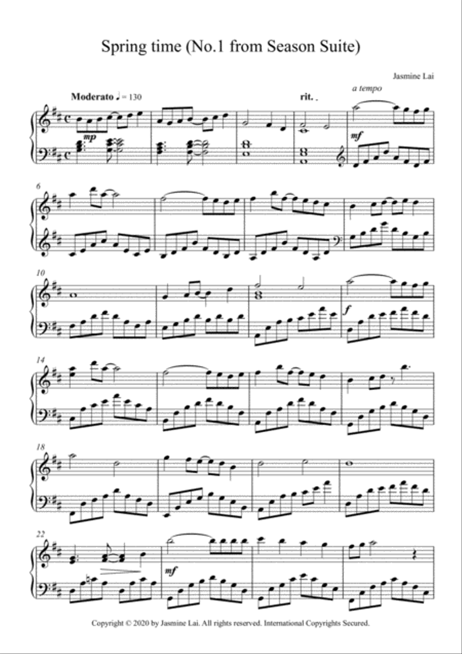 Spring Time (No.1 from Season Suite) Piano Solo scores gallery preview page 1