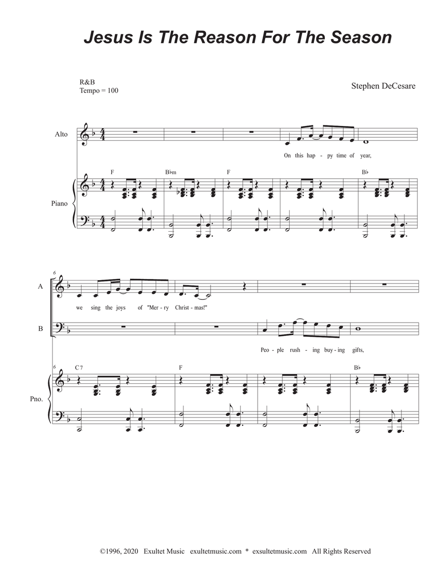 Jesus Is The Reason For The Season (Vocal Trio - (SAB) 3-Part scores gallery preview page 1