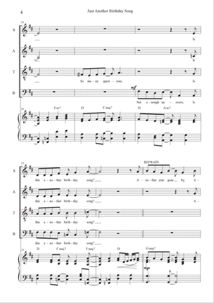 Just Another Birthday Song - SATB Edition 4-Part scores gallery preview page 4