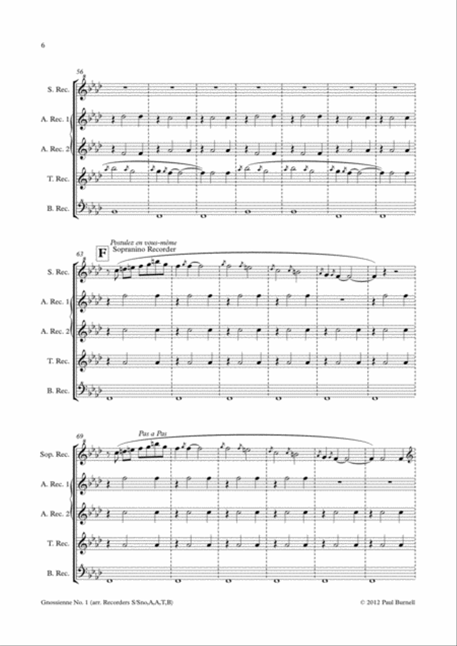 Gnossienne No. 1 Recorder scores gallery preview page 6