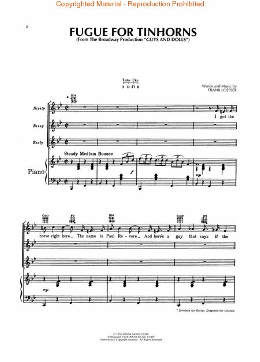 Fugue for Tinhorns (From Guys And Dolls) Piano, Vocal, Guitar scores gallery preview page 2