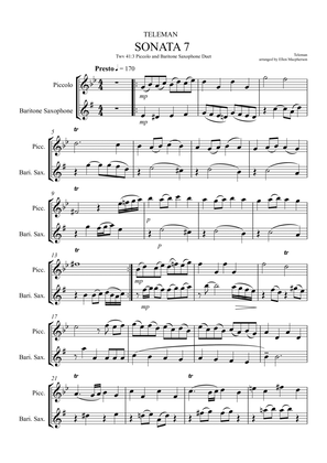 Piccolo and Baritone Saxophone Duet - Presto by Teleman