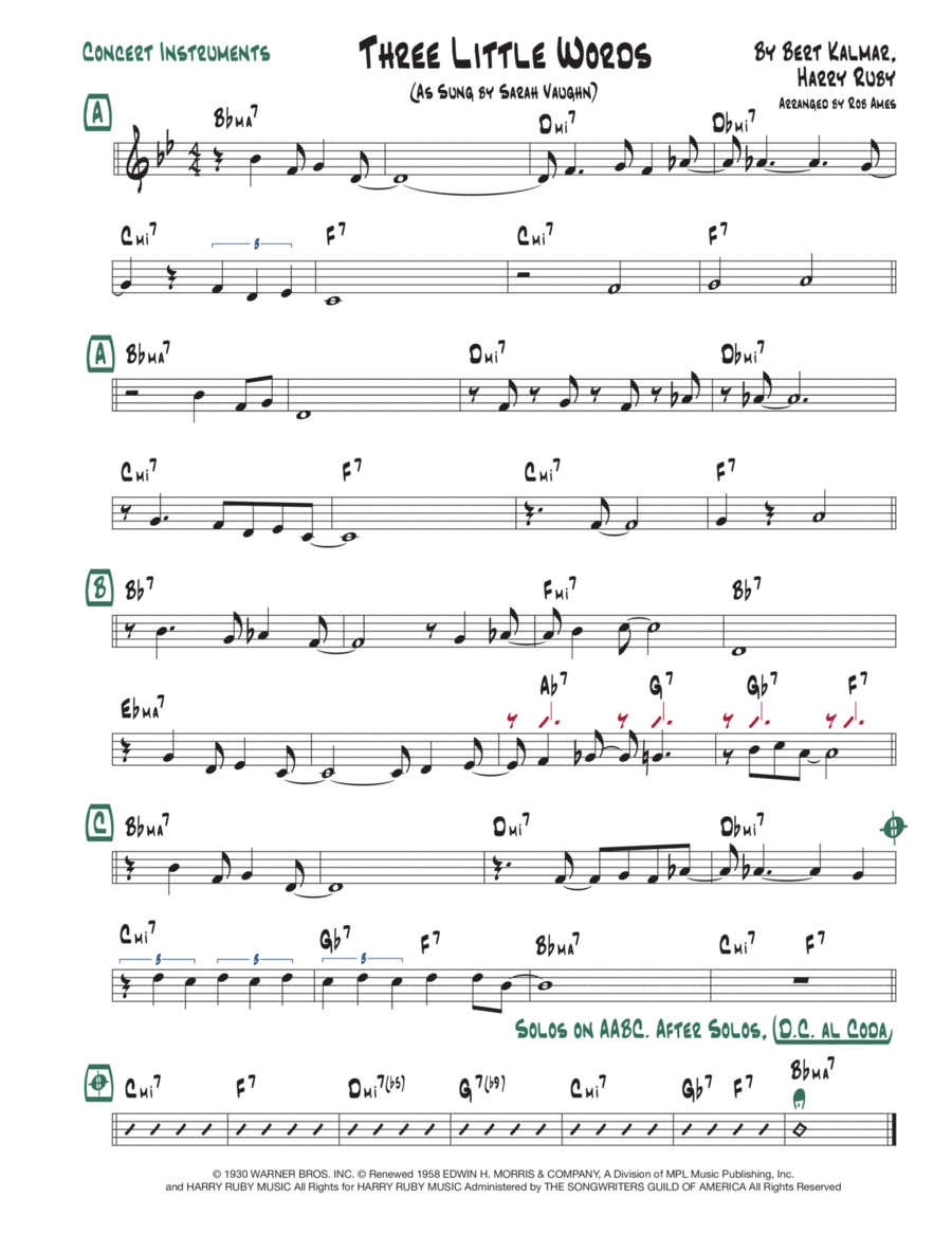 Three Little Words Voice scores gallery preview page 1