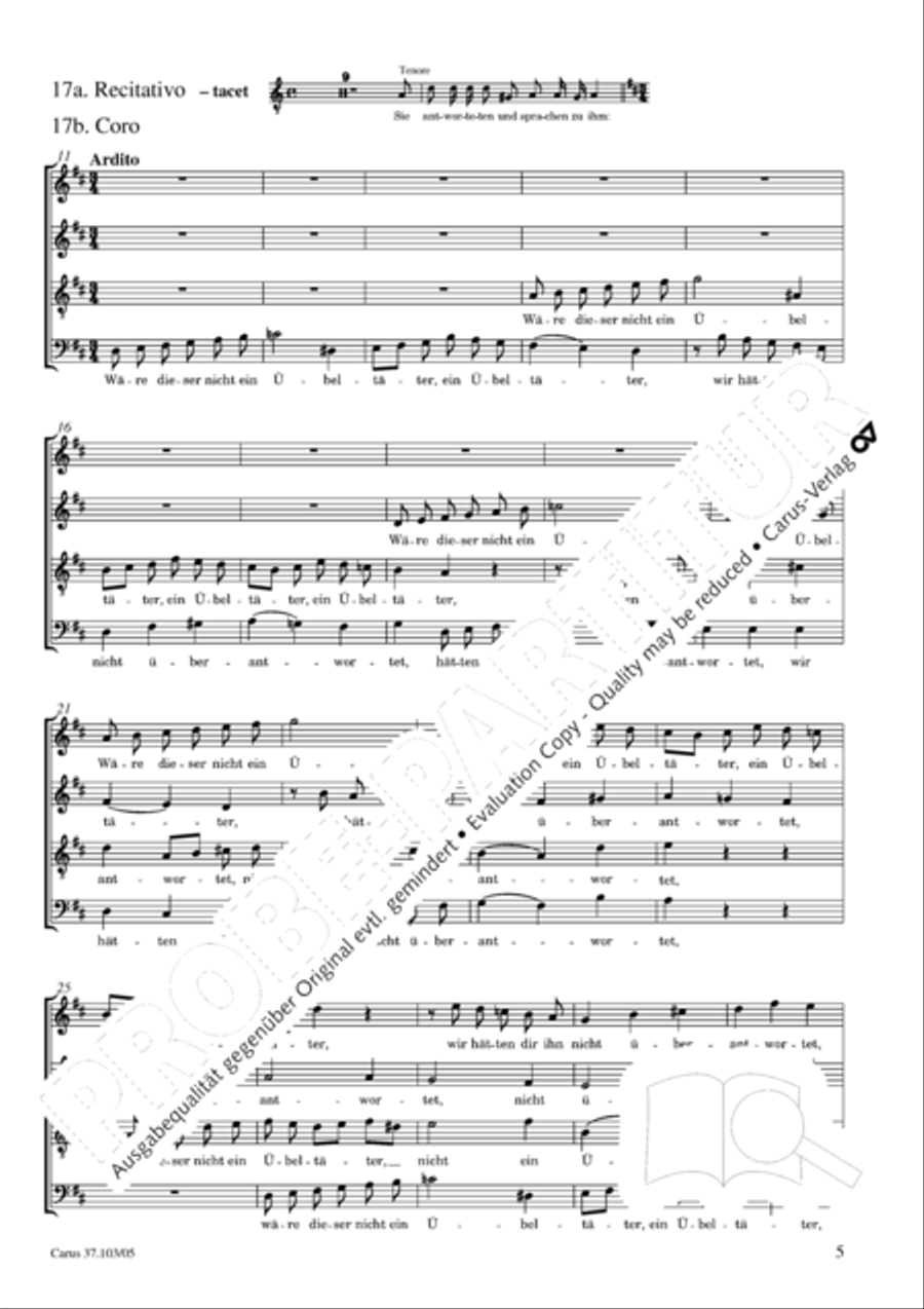 St. John Passion (Johannes-Passion) SSATB scores gallery preview page 6