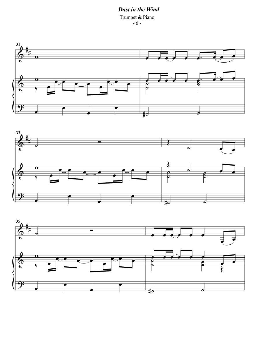 Dust In The Wind B-Flat Trumpet scores gallery preview page 6