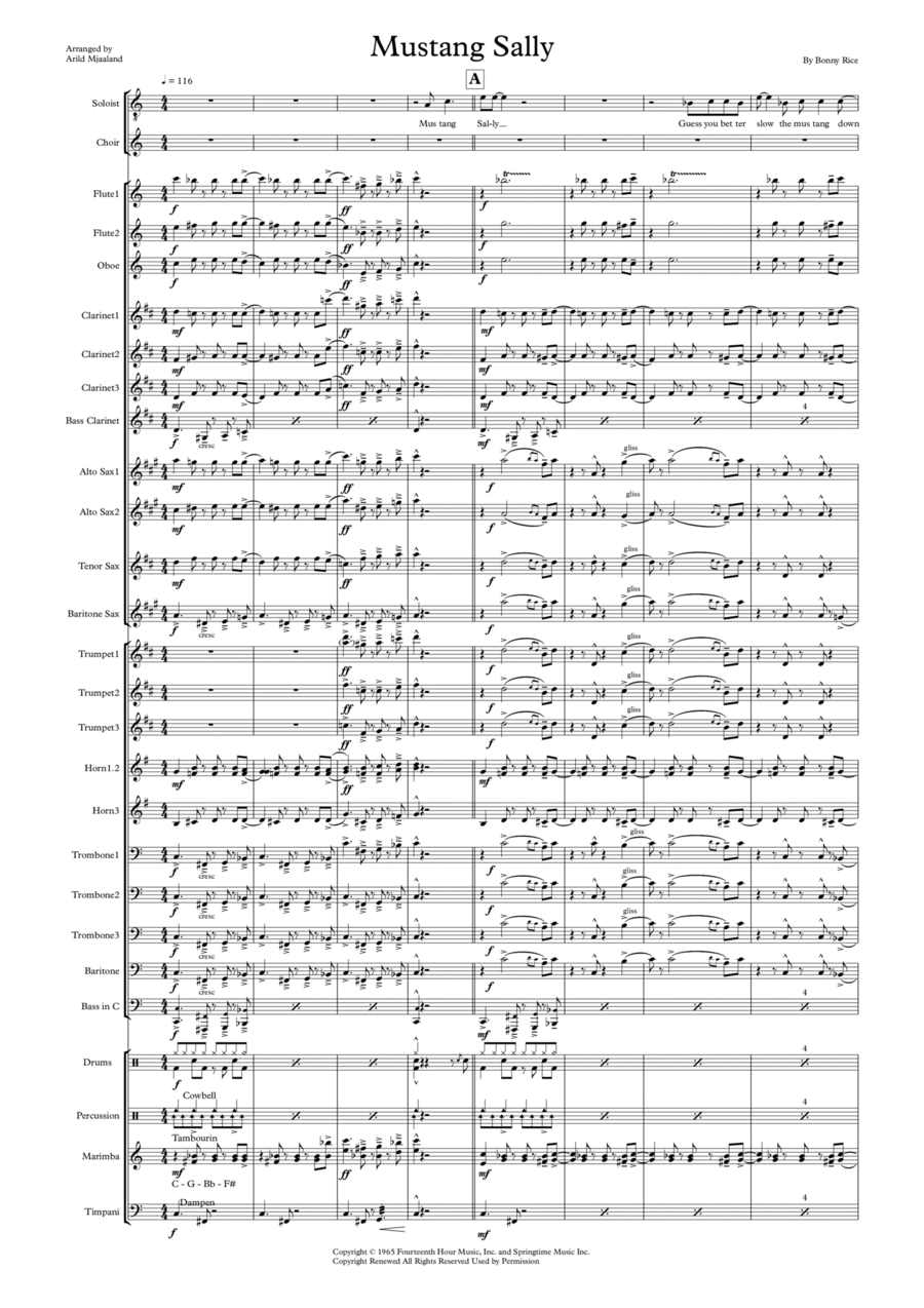 Mustang Sally Concert Band scores gallery preview page 1
