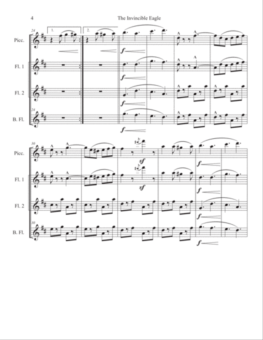 The Invincible Eagle for flute quartet Flute Quartet scores gallery preview page 4