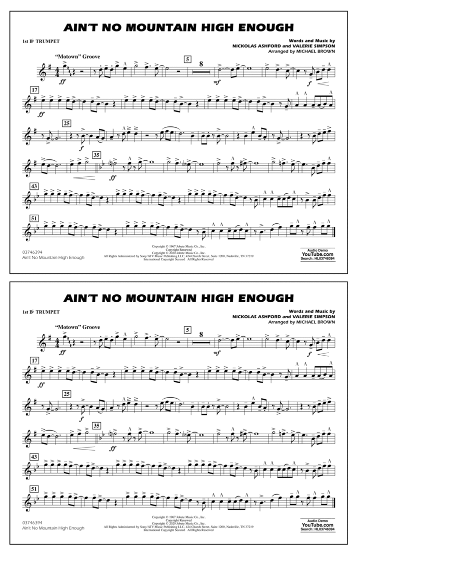 Ain't No Mountain High Enough (arr. Michael Brown) - 1st Bb Trumpet Marching Band scores gallery preview page 1