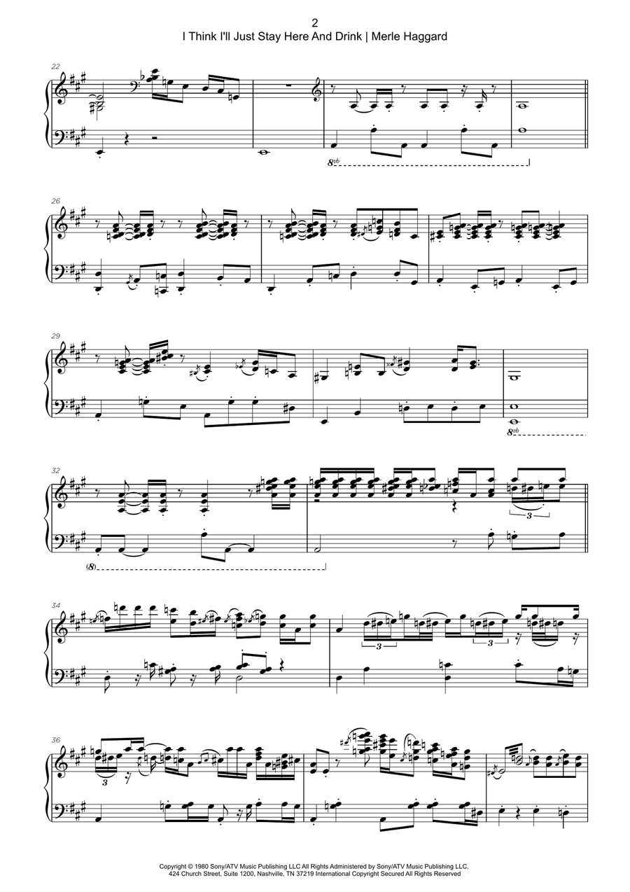 I Think I'll Just Stay Here And Drink Easy Piano scores gallery preview page 2