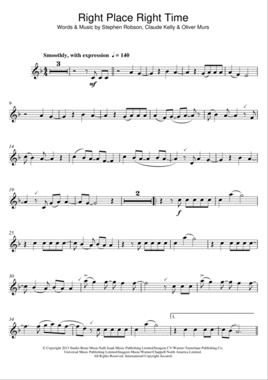 Right Place Right Time Right Place Right Time Flute Solo scores gallery preview page 1