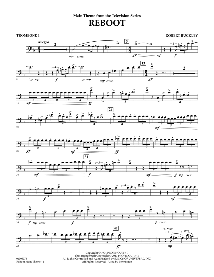 Reboot - Trombone 1 Reboot - Trombone 1 Concert Band scores gallery preview page 1