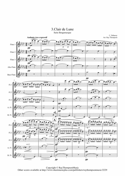 Debussy: Suite Bergamasque Mvt.3 Clair de Lune - flute quintet image number null
