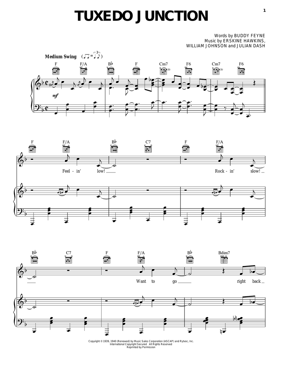 Tuxedo Junction Piano, Vocal, Guitar scores gallery preview page 1
