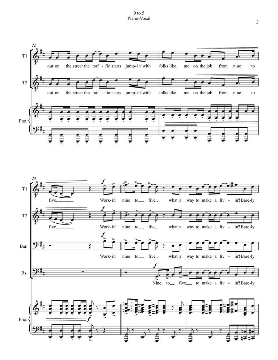 Nine To Five Nine To Five TTBB scores gallery preview page 3