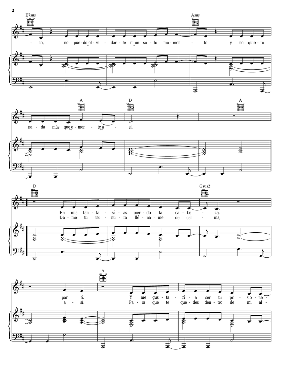 Clavame Tu Amor Clavame Tu Amor Piano, Vocal, Guitar scores gallery preview page 2