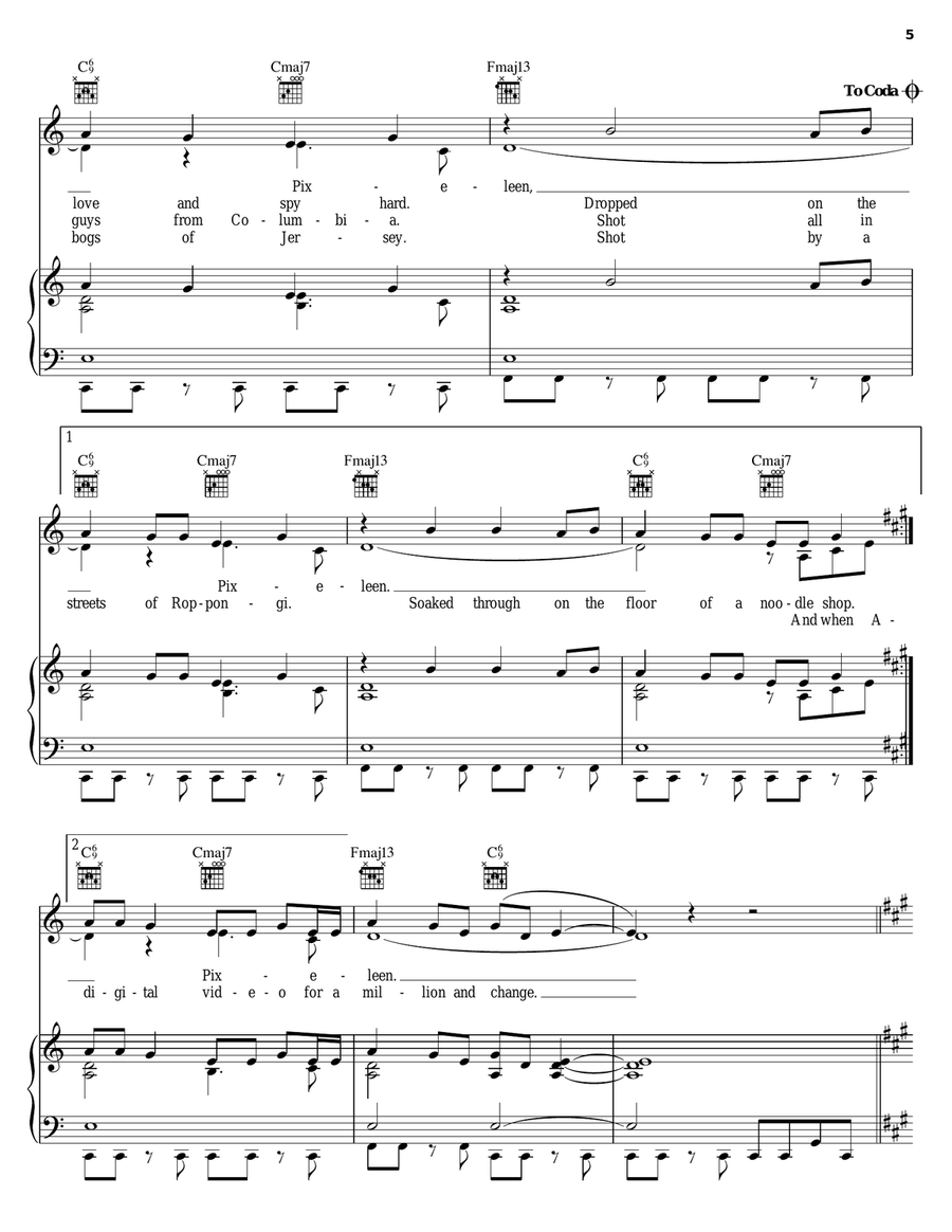 Pixeleen Pixeleen Piano, Vocal, Guitar scores gallery preview page 5