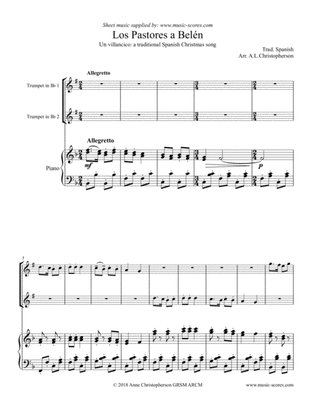 Los Pastores a Belen - 2 Trumpets and Piano