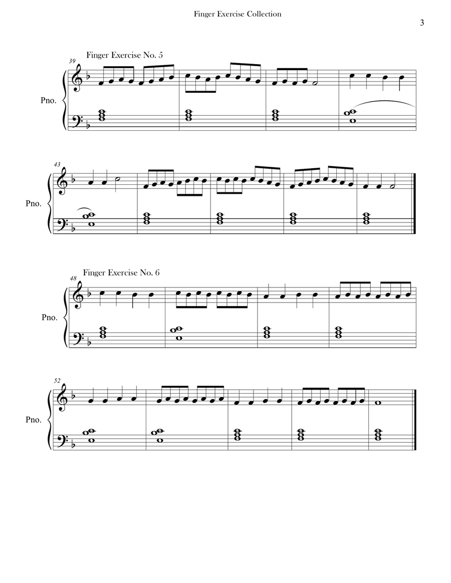Finger Exercise Collection (24 exercises in F major) Piano Method scores gallery preview page 3
