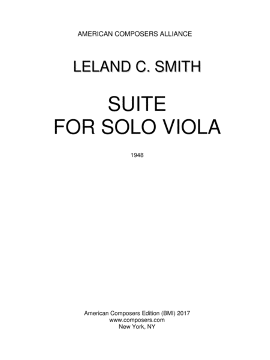 [Smith] Suite for Solo Viola Viola Solo scores gallery preview page 1