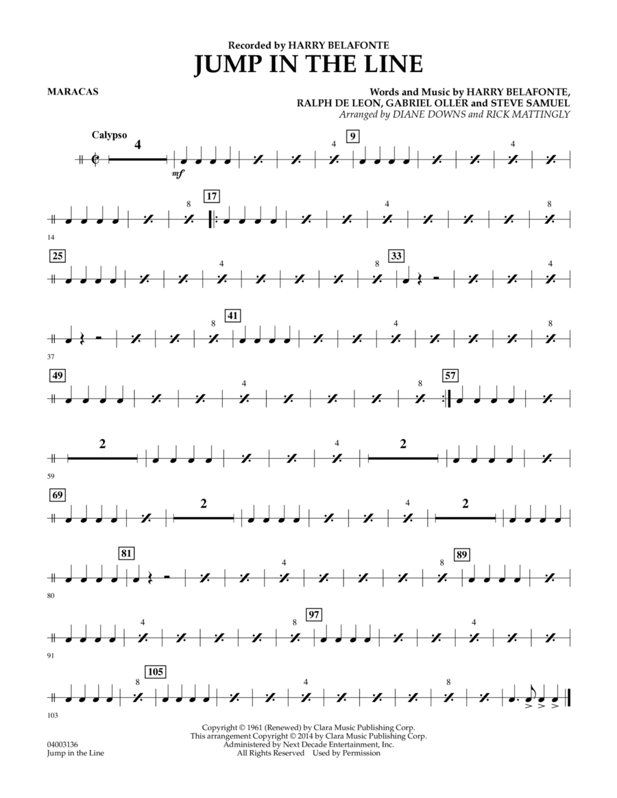 Jump in the Line - Maracas Concert Band scores gallery preview page 1