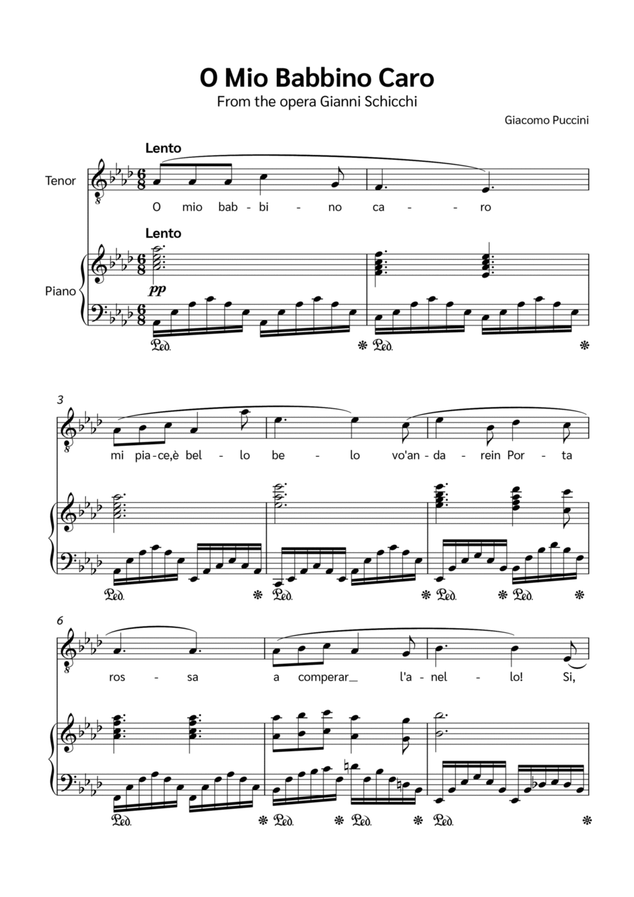 O Mio Babbino Caro Voice scores gallery preview page 1