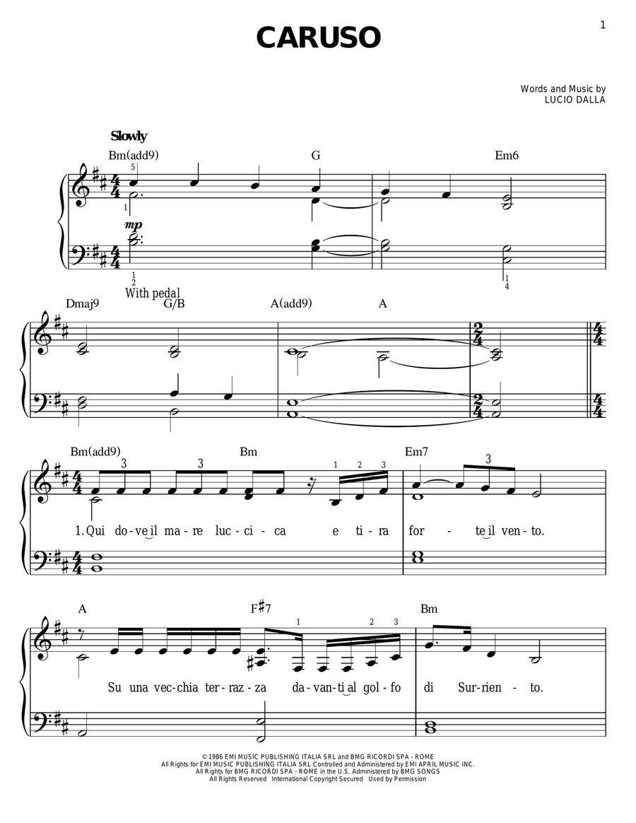 Caruso Easy Piano scores gallery preview page 1