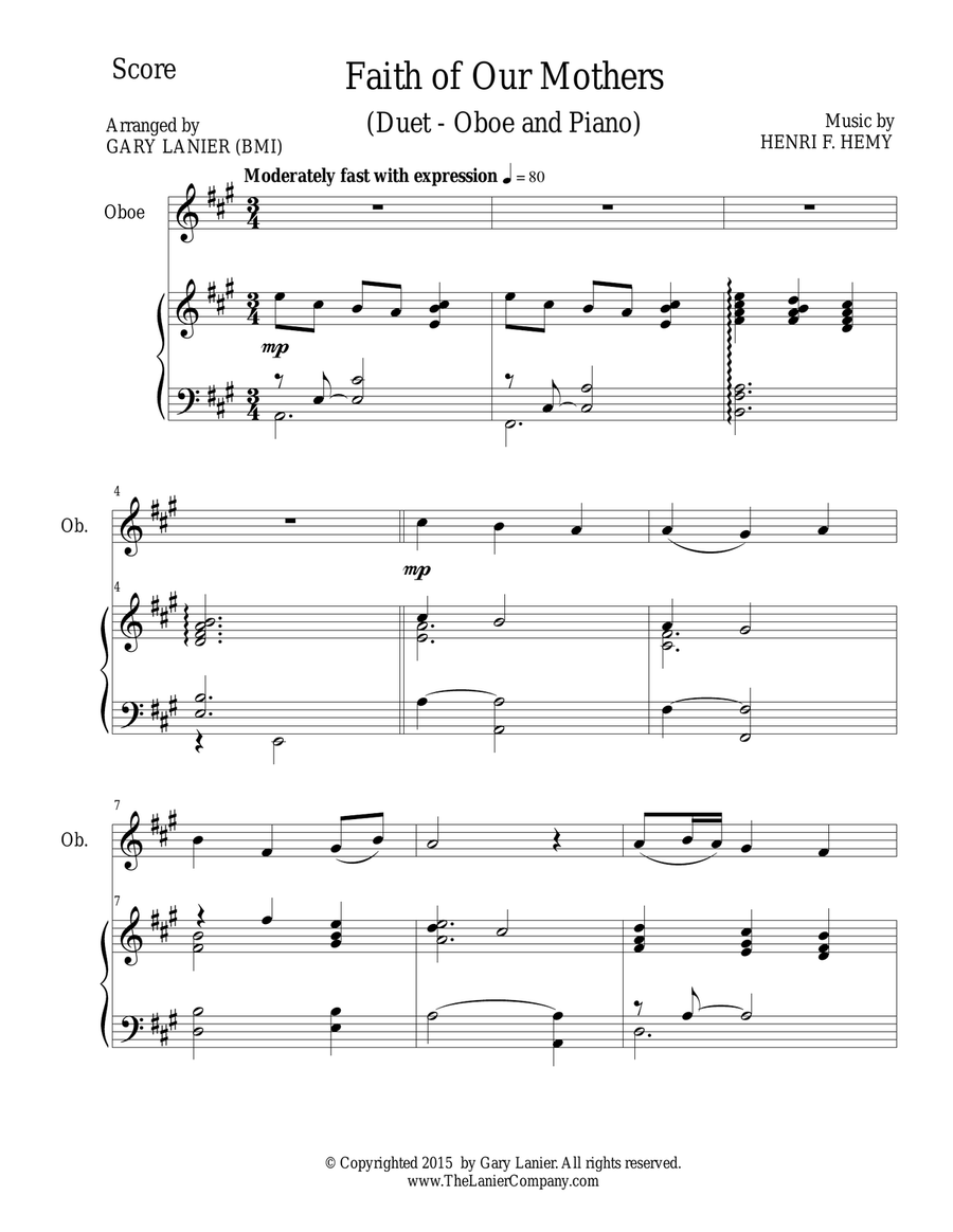 FAITH OF OUR MOTHERS (Duet – Oboe and Piano/Score and Parts) Woodwind Duet scores gallery preview page 2