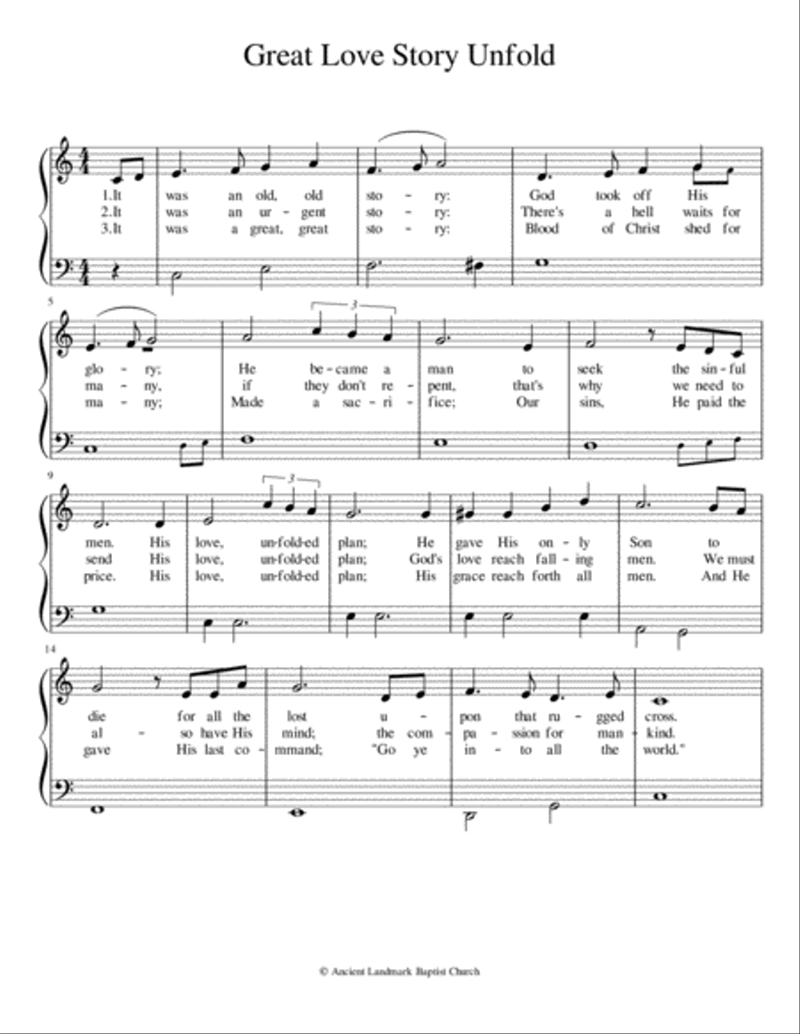 Great Love Story Unfold Great Love Story Unfold Piano Solo scores gallery preview page 1