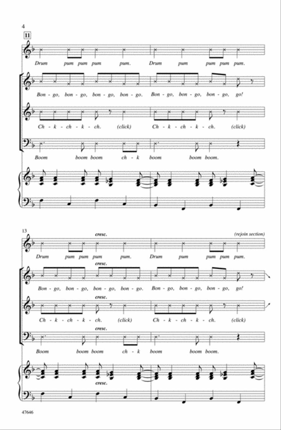 Bang the Drum All Day Choir scores gallery preview page 3