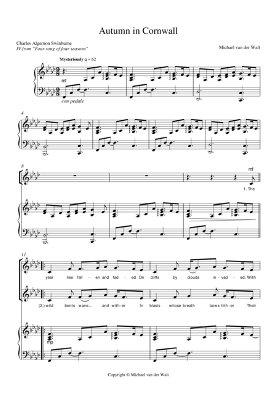 Autumn in Cornwall Autumn in Cornwall High Voice scores gallery preview page 1