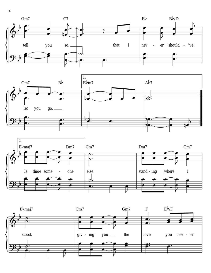 Never Should've Let You Go Easy Piano scores gallery preview page 4