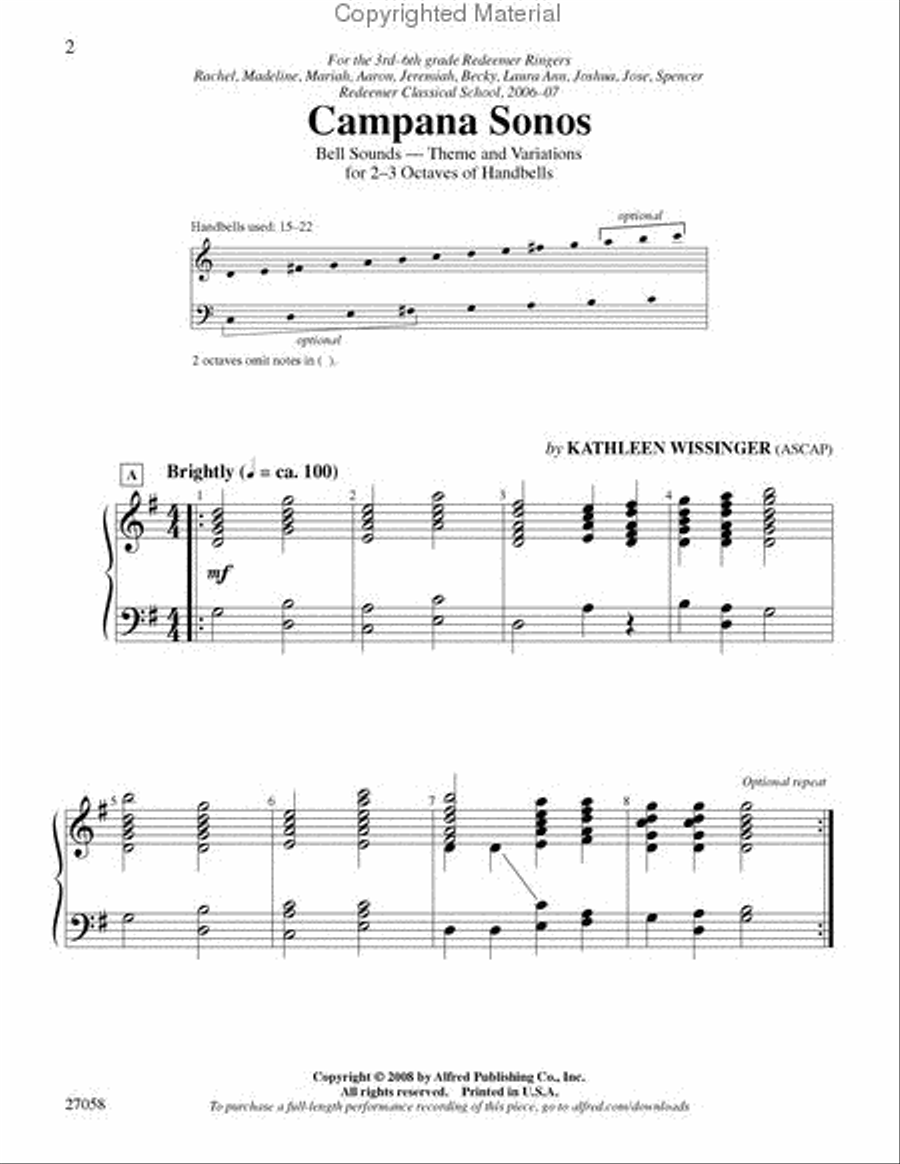 Campana Sonos (Bell Sounds) Handbell Choir scores gallery preview page 2