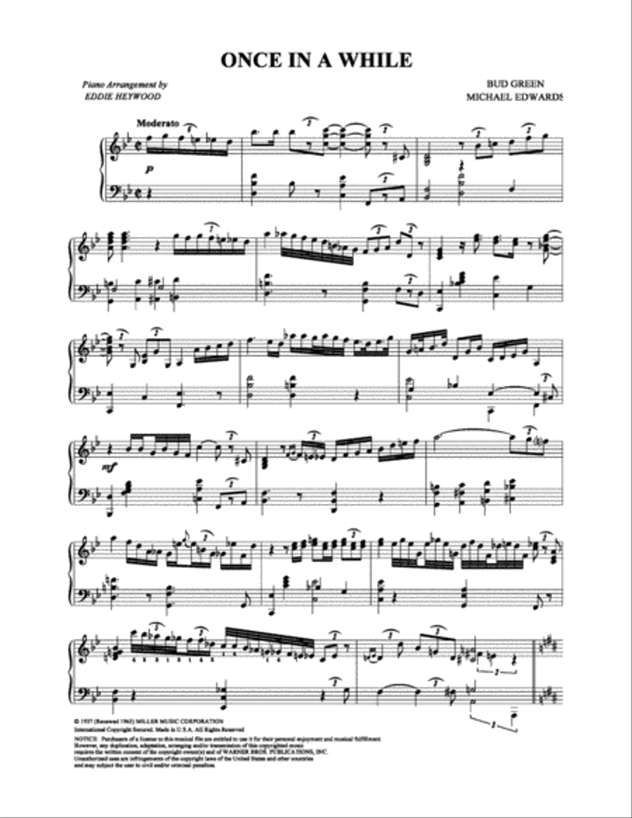 Once in a While Piano Solo scores gallery preview page 1