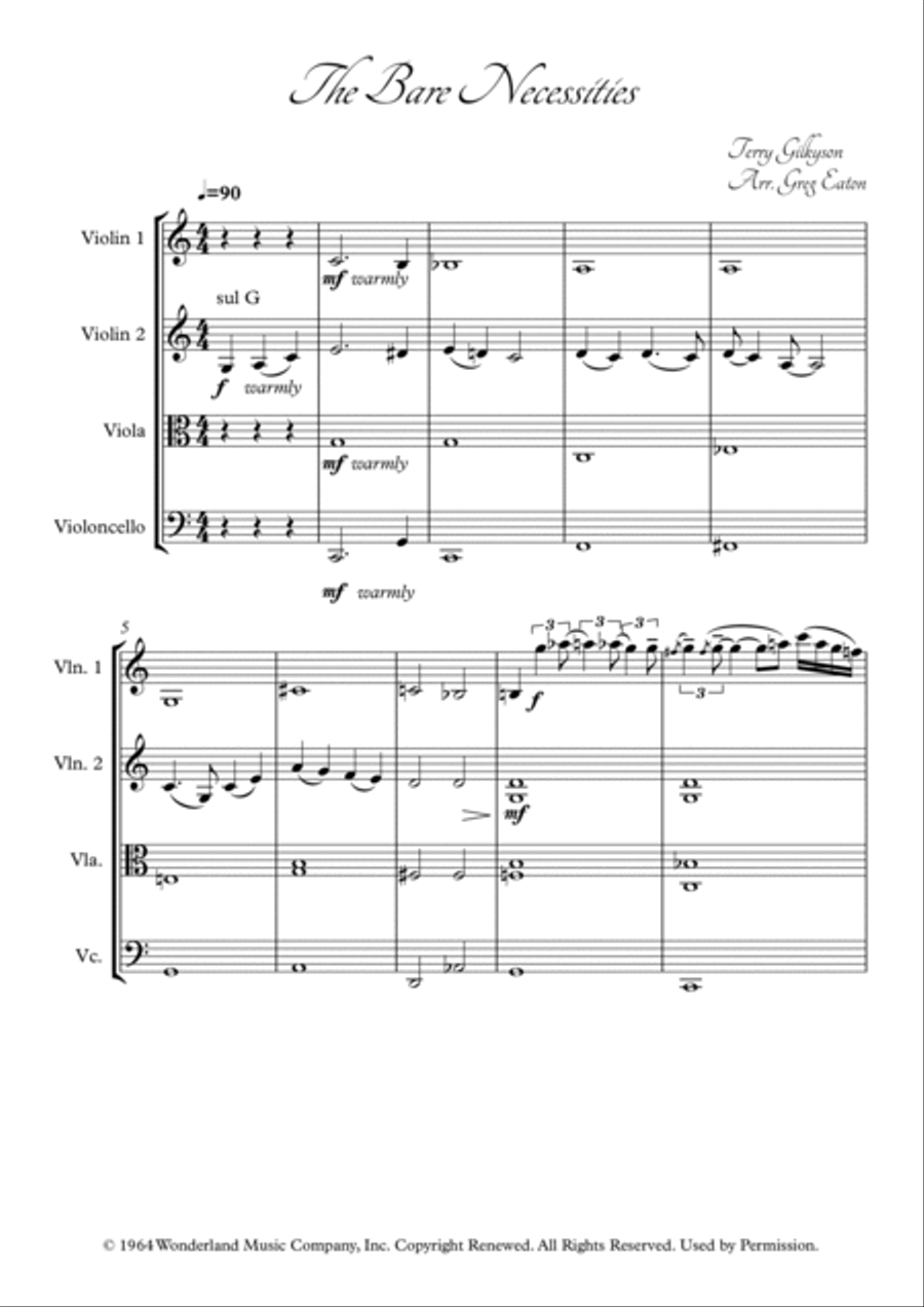 The Bare Necessities The Bare Necessities String Quartet scores gallery preview page 2