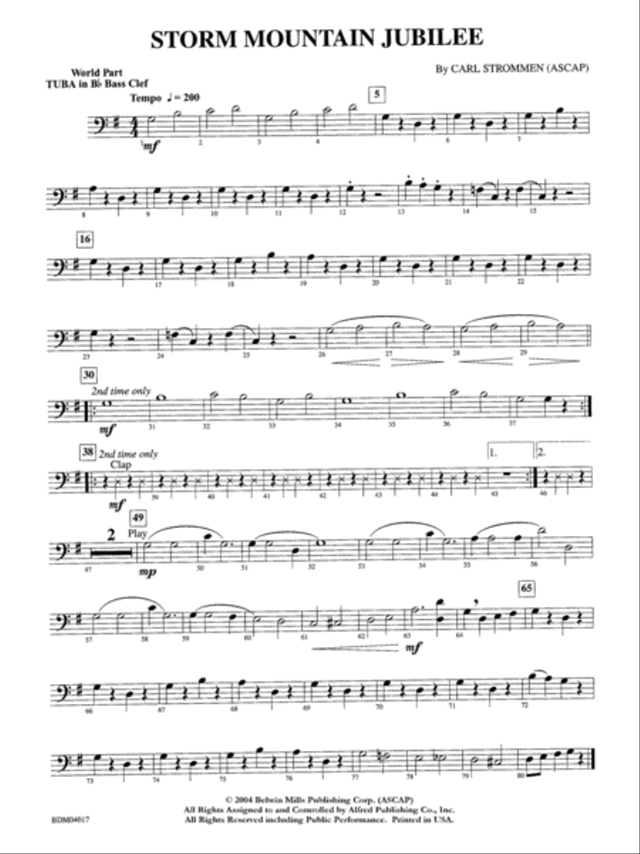 Storm Mountain Jubilee: WP B-flat Tuba B.C. Concert Band scores gallery preview page 1