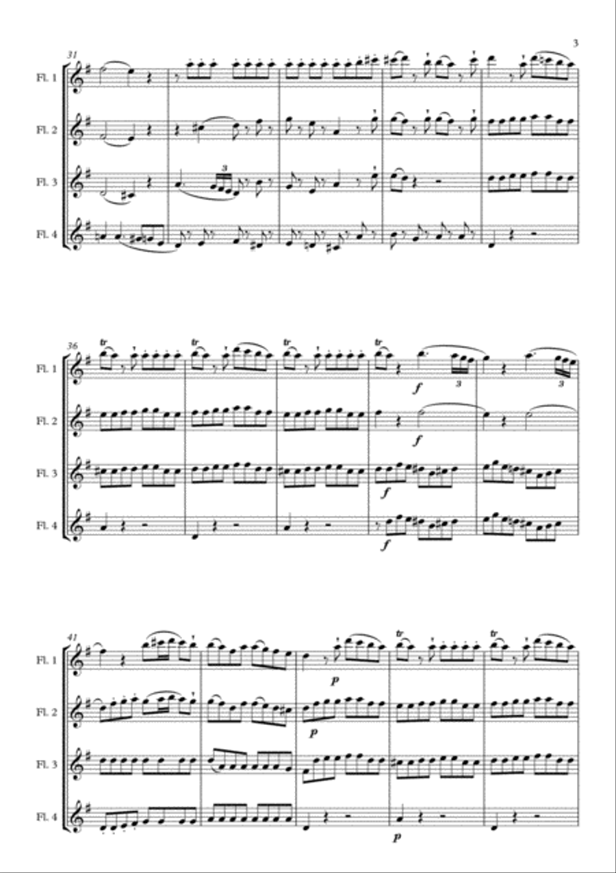 Allegro from Eine Kleine Nachtmusik arranged for Flute Quartet Flute Quartet scores gallery preview page 5